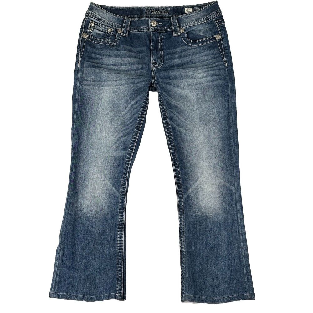 Miss Me Jeans Women's Size 31 Chloe Bootcut Blue Mid Rise Jeans (Hemmed)